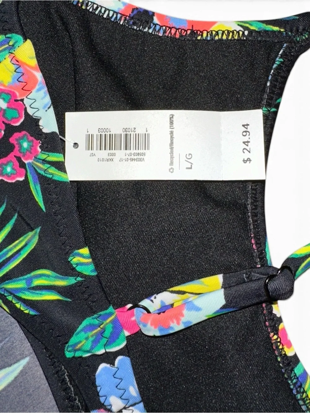 Old Navy Black Floral Ruffle Bikini Top size L